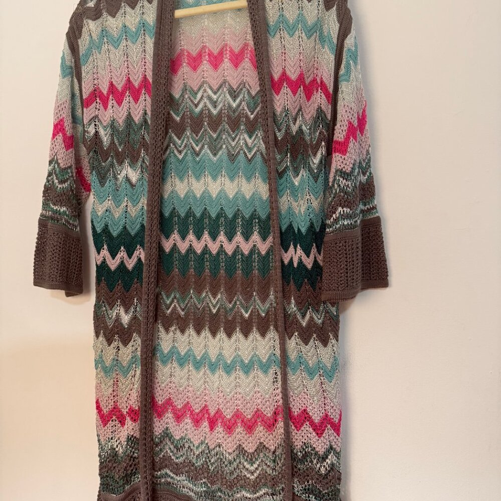 M Missoni Open Cardigan Chevron Stripes Size 4 US